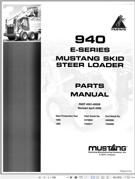 mustang 940 skid steer service manual|mustang skid steer replacement parts.